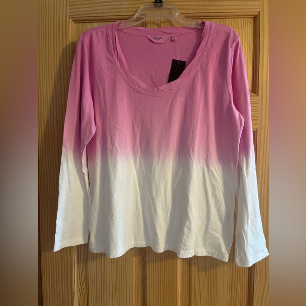 Candace Cameron Bure Pink and White Long sleeve Lightweight Top‎ size Medium